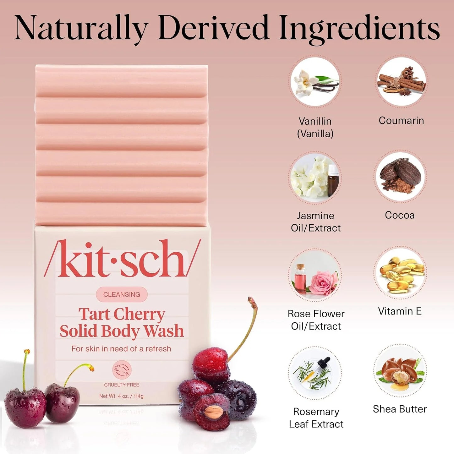 Kitsch Charcoal Soap Body Wash Bar for Cleansing – Made in USA, 4 oz