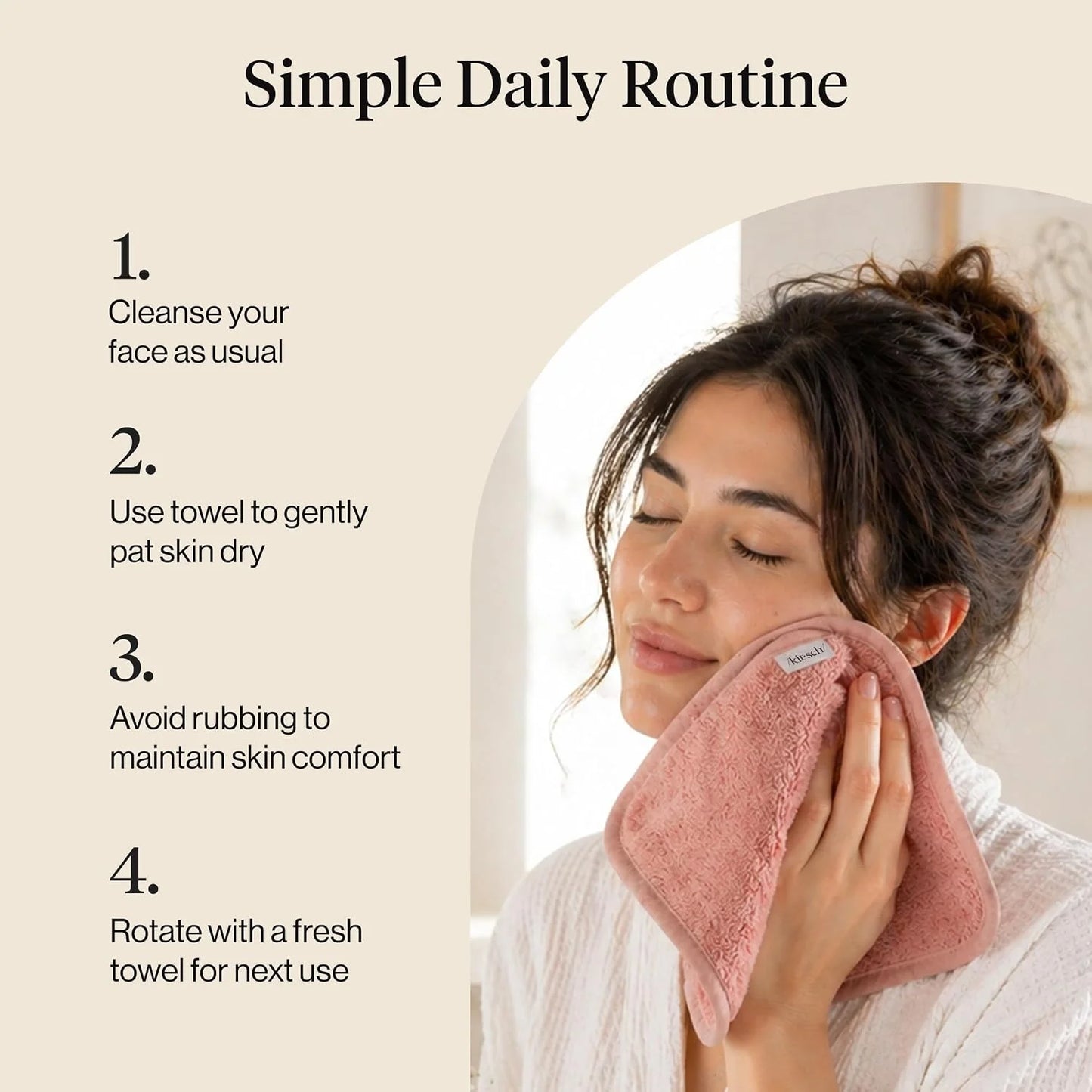 Kitsch Microfiber Face Towels 3pc Set | Clean Towels for Face - Black