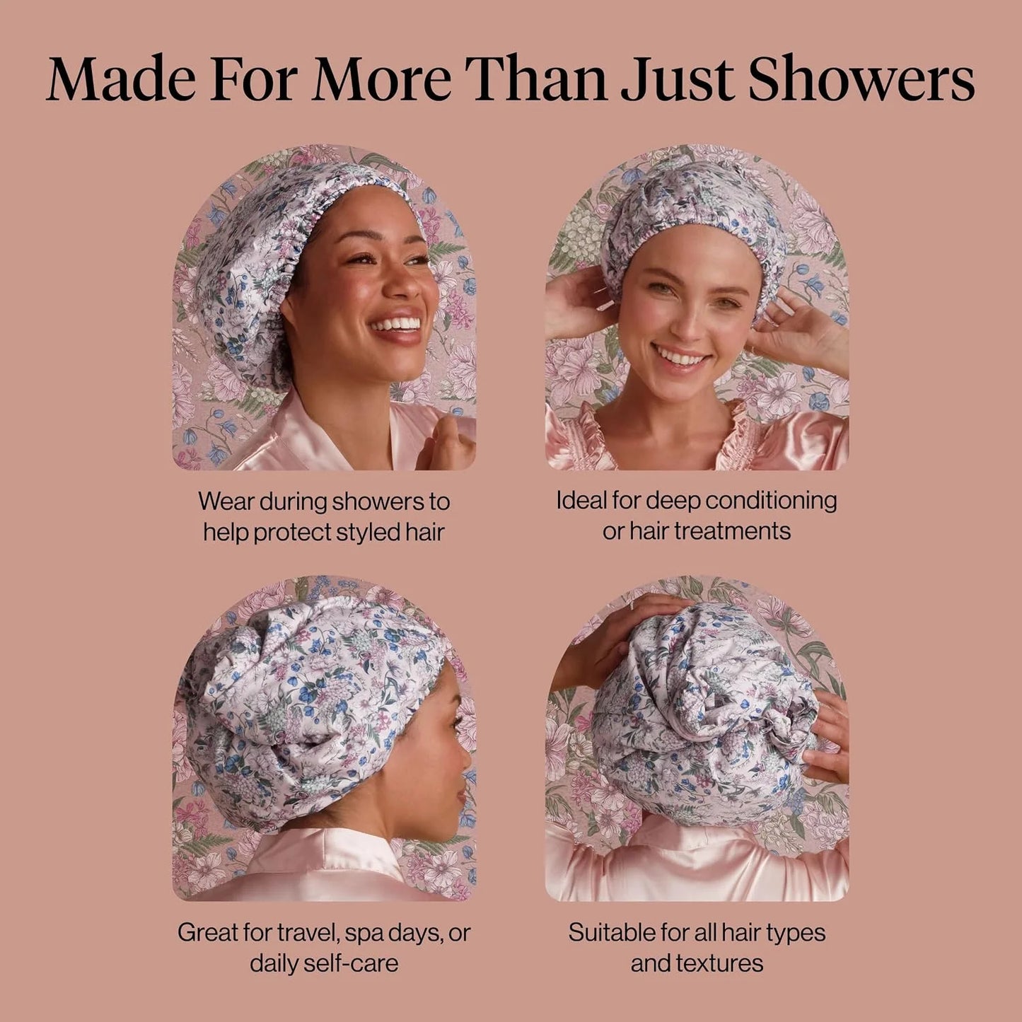 Kitsch Luxury Large Shower Cap for Women - Cherry Print