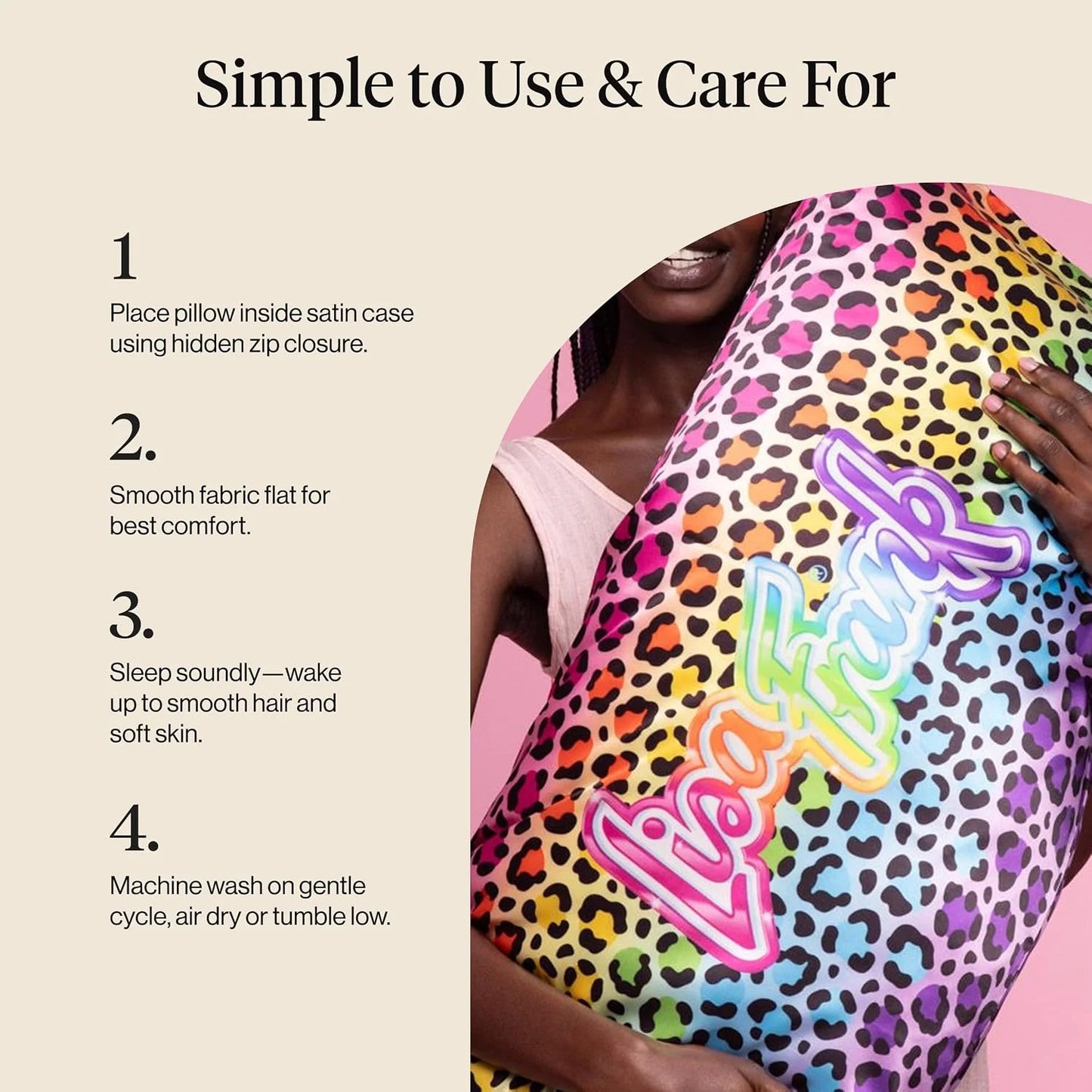 Lisa Frank x Kitsch Satin Pillowcase, Size 19x36 - Rainbow Leopard