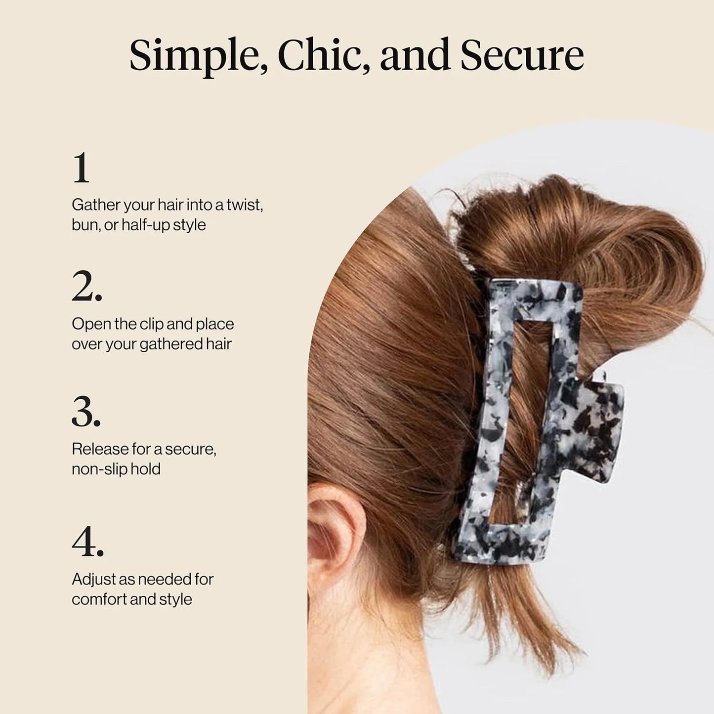 Kitsch Hair Clips For Women – Jumbo Claw Clip – Chocolate Marble, 1 pc