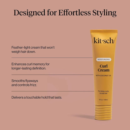 Kitsch Moisturizing Curl Cream for Curly, Wavy Hair – 5oz