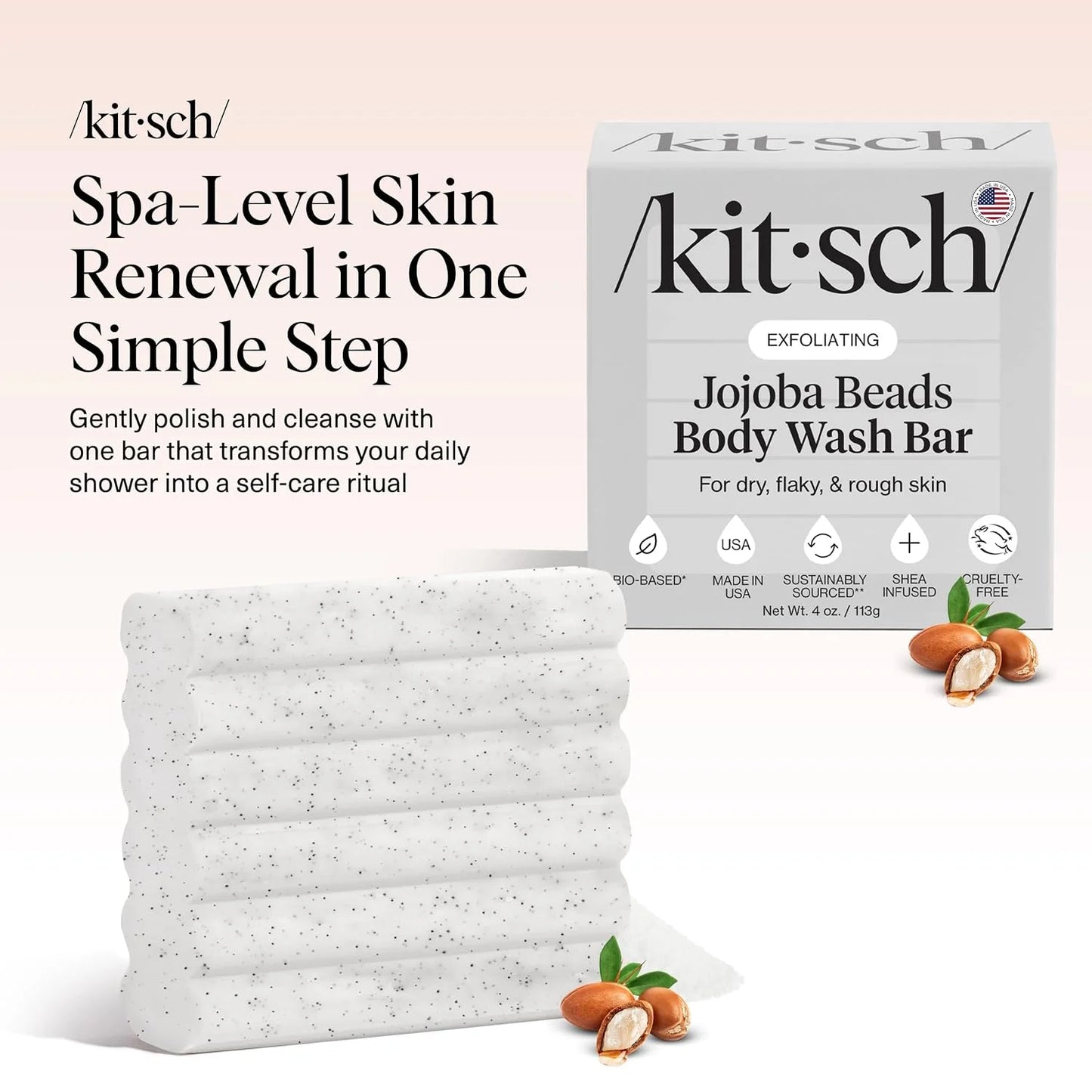 Kitsch Charcoal Soap Body Wash Bar for Cleansing – Made in USA, 4 oz