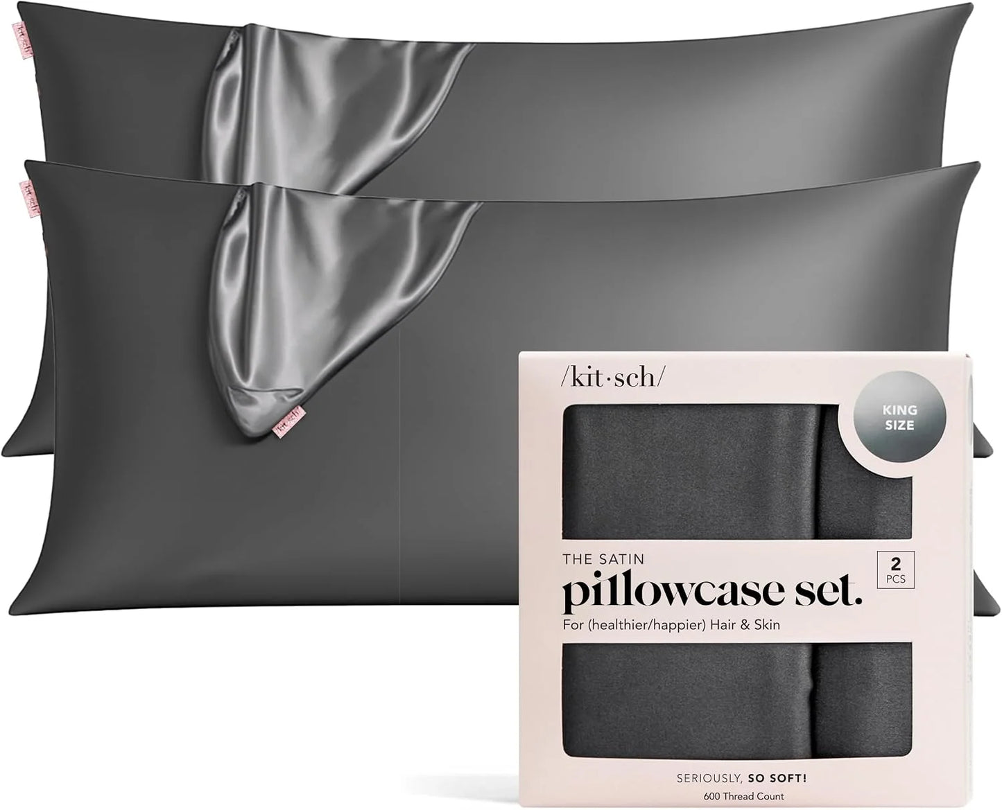 Kitsch Satin Pillowcase with Zipper - Standard Size, Haze Blue