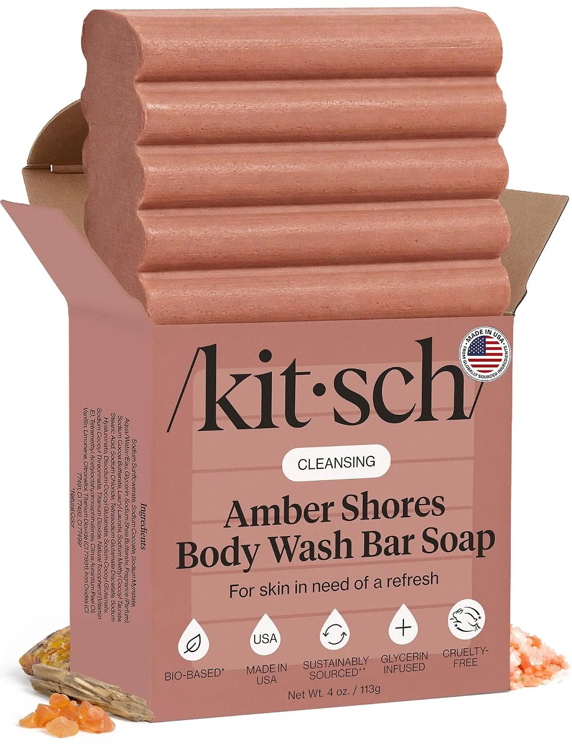 Kitsch Charcoal Soap Body Wash Bar for Cleansing – Made in USA, 4 oz