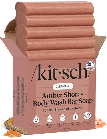 Kitsch Charcoal Soap Body Wash Bar for Cleansing – Made in USA, 4 oz