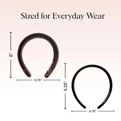 Kitsch Velvet & Satin Headbands for Women - Cream & Camel, 2pc Set
