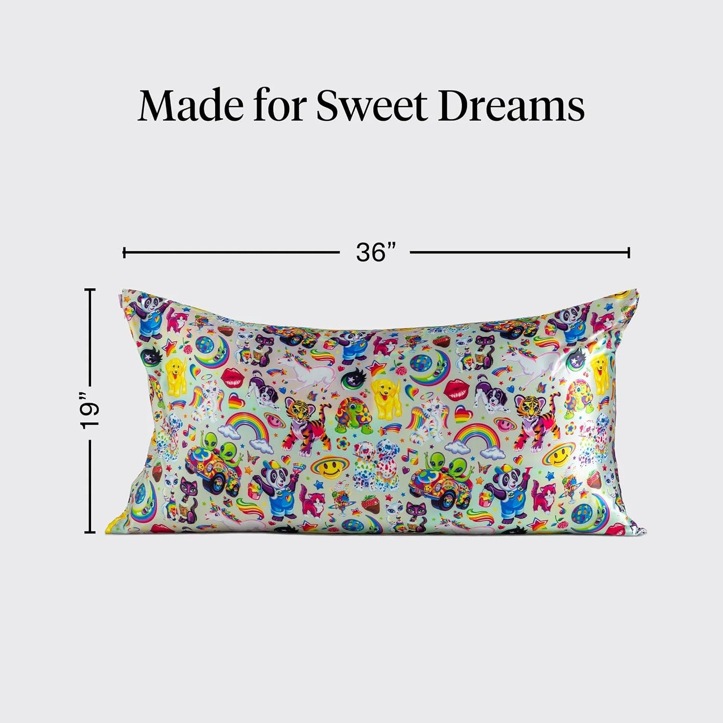 Lisa Frank x Kitsch Satin Pillowcase, Size 19x36 - Rainbow Leopard
