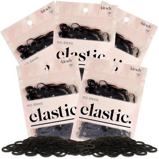 Kitsch Hair Ties No Damage for Kids, Teens and Women - Black, 500pcs