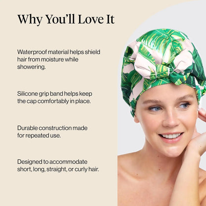 Kitsch Luxury Large Shower Cap for Women - Cherry Print
