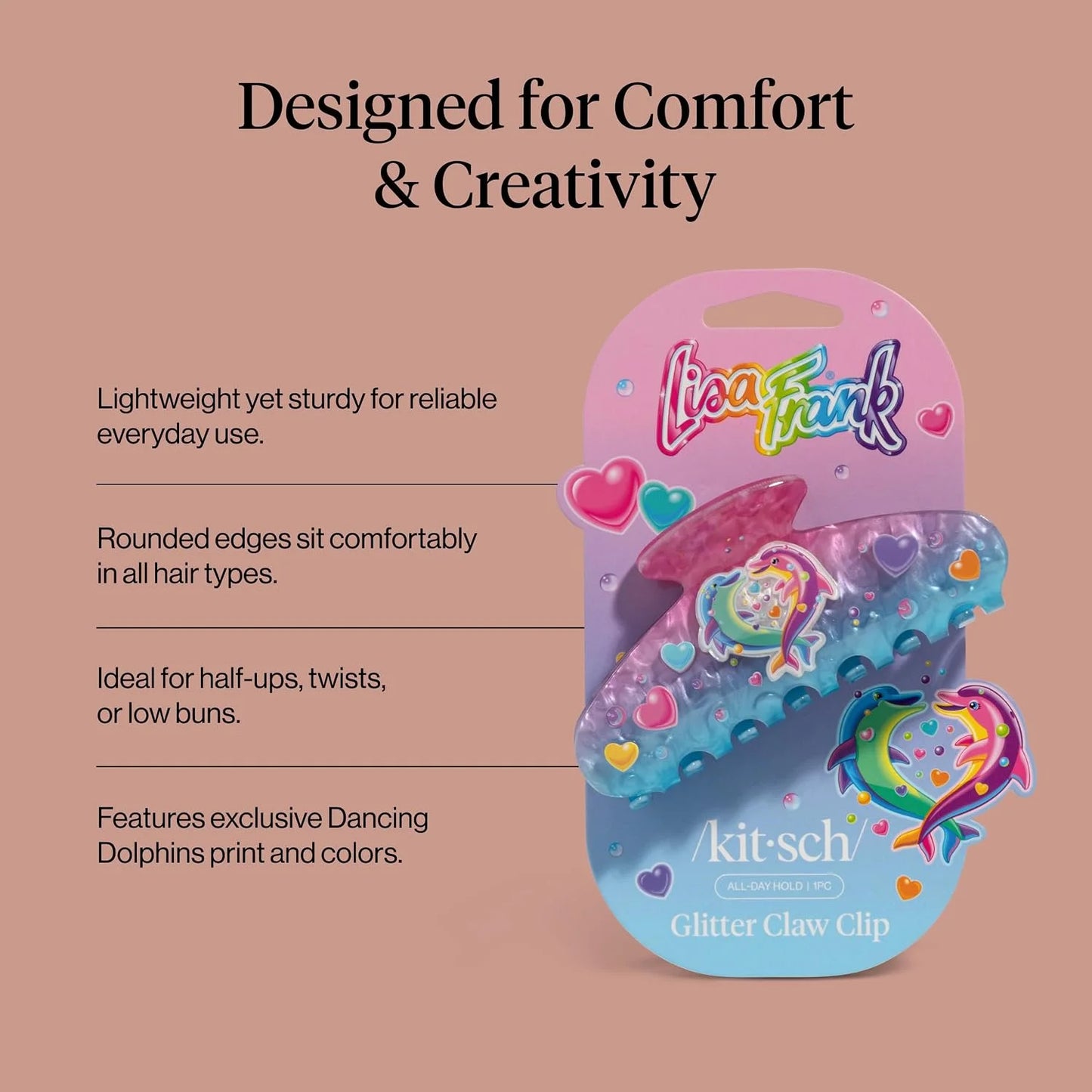 KitschPop ™ Hair Clips For Women with Charm Sets -Vintage Black, 7pcs Set