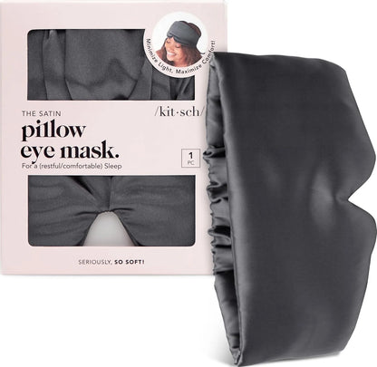 Kitsch Contour Satin Sleep Mask | Eye Masks for Sleep - Charcoal