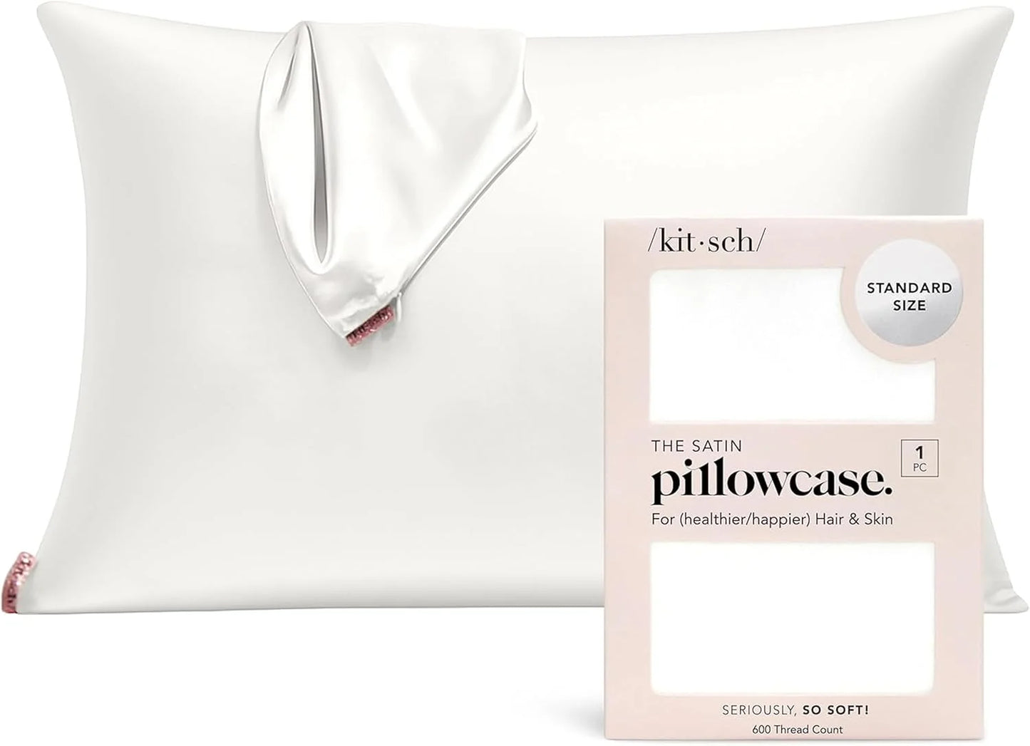 Kitsch Satin Pillowcase with Zipper - Standard Size, Haze Blue