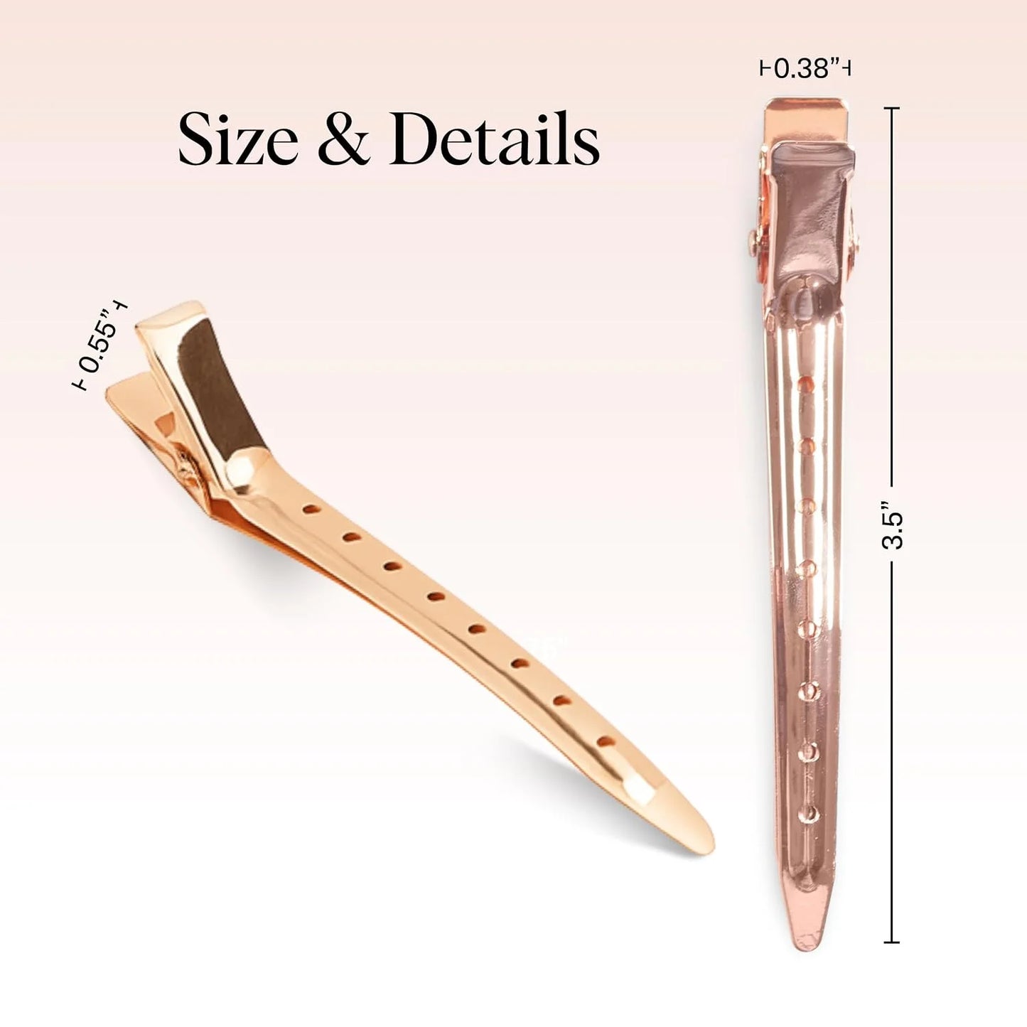 Kitsch Professional Alligator Clips - Rose Gold, 6 Pcs