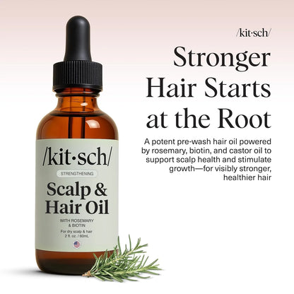 Kitsch Rosemary Oil for Hair Growth -With Castor Oil, Biotin & Jojoba- 60mL