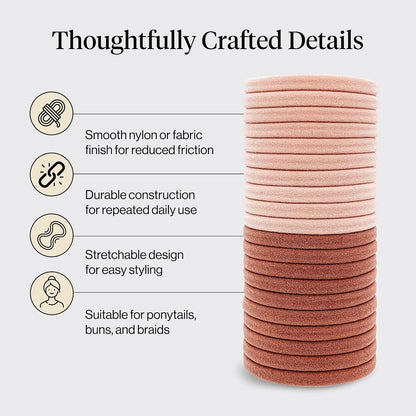 Kitsch Ribbed Hair Ties No Damage - Blush, 10pcs