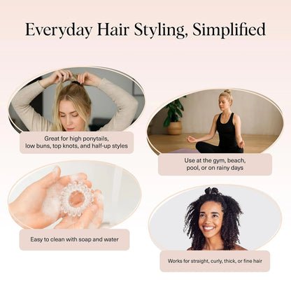Kitsch Spiral Hair Ties for Women | Ponytail Holders - Brunette, 8 Pcs