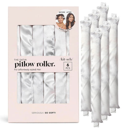 Kitsch Satin Pillow Rollers Flexi Rods, Heatless Curling Rod - 6pcs Marble