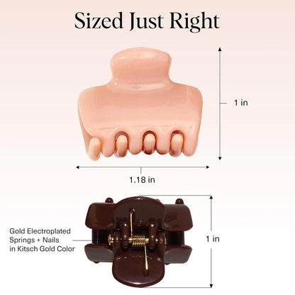 Kitsch Small Hair Clips for Women - Cute Hair Accessories - Rosewood, 8pcs