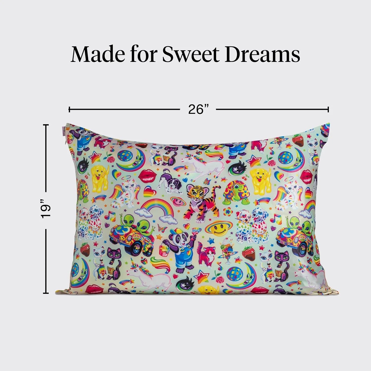 Lisa Frank x Kitsch Satin Pillowcase, Size 19x36 - Rainbow Leopard