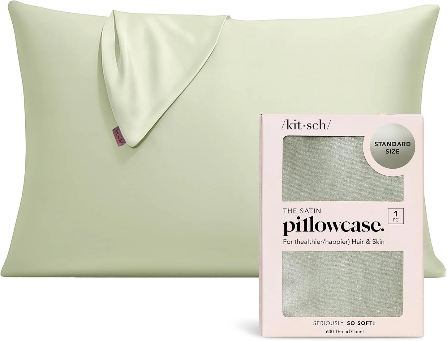 Kitsch Satin Pillowcase with Zipper - Standard Size, Haze Blue