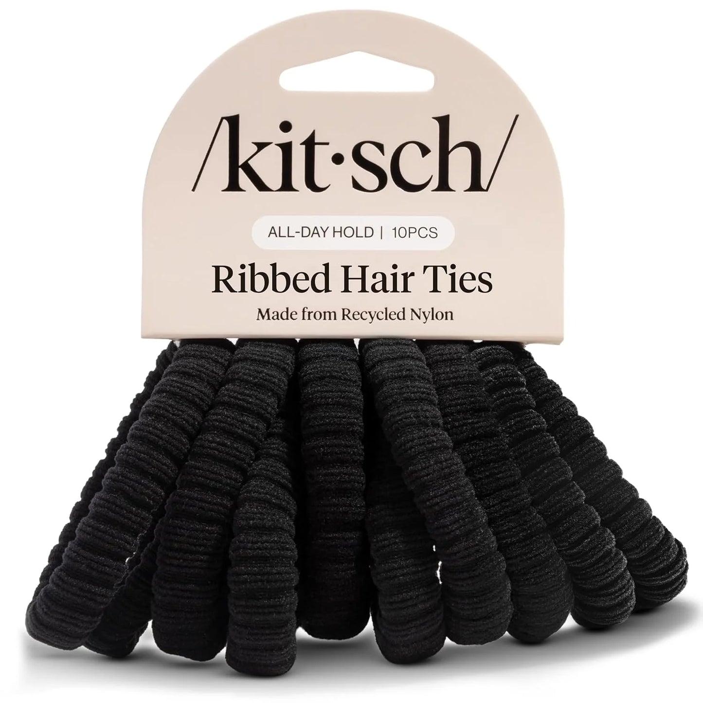 Kitsch Ribbed Hair Ties No Damage - Blush, 10pcs