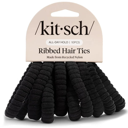 Kitsch Ribbed Hair Ties No Damage - Blush, 10pcs