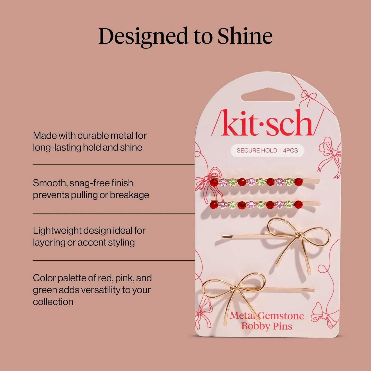 Kitsch Spiral Bobby Pins - Hair Accessories For Women - Brown, 3pcs