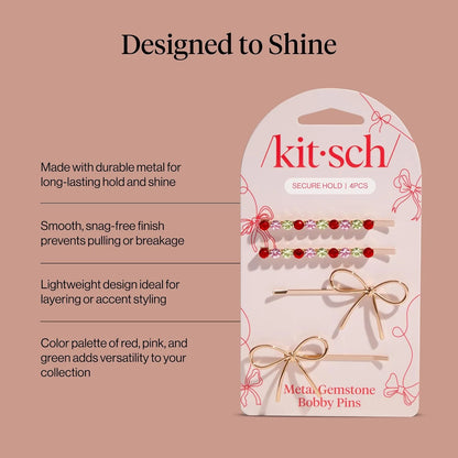 Kitsch Spiral Bobby Pins - Hair Accessories For Women - Brown, 3pcs