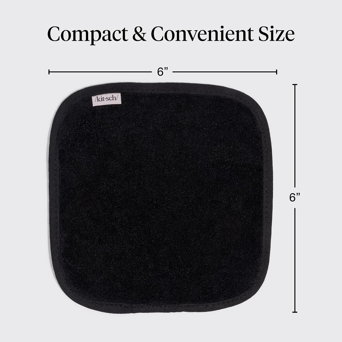 Kitsch Microfiber Face Towels 3pc Set | Clean Towels for Face - Black