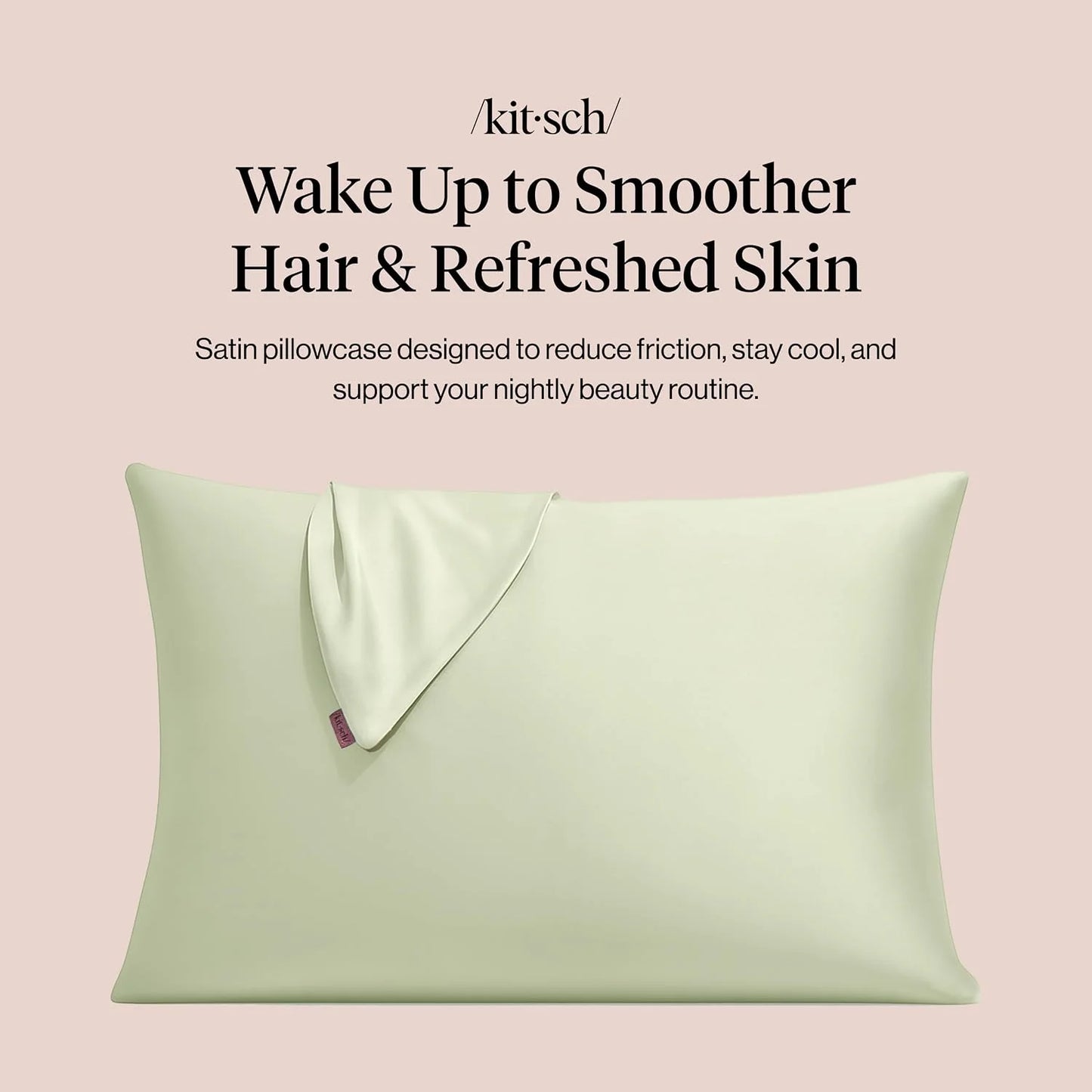 Kitsch Satin Pillowcase with Zipper - Standard Size, Haze Blue