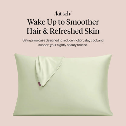 Kitsch Satin Pillowcase with Zipper - Standard Size, Haze Blue