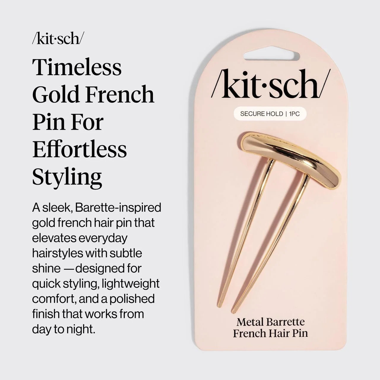 Kitsch Mini Metal French Hair Pin & Hair Clips for Women - Silver, Set of 3