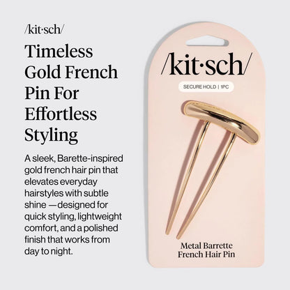 Kitsch Mini Metal French Hair Pin & Hair Clips for Women - Silver, Set of 3