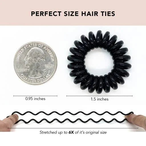 Kitsch Spiral Hair Ties for Women | Ponytail Holders - Brunette, 8 Pcs