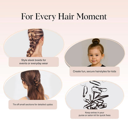 Kitsch Hair Ties No Damage for Kids, Teens and Women - Black, 500pcs