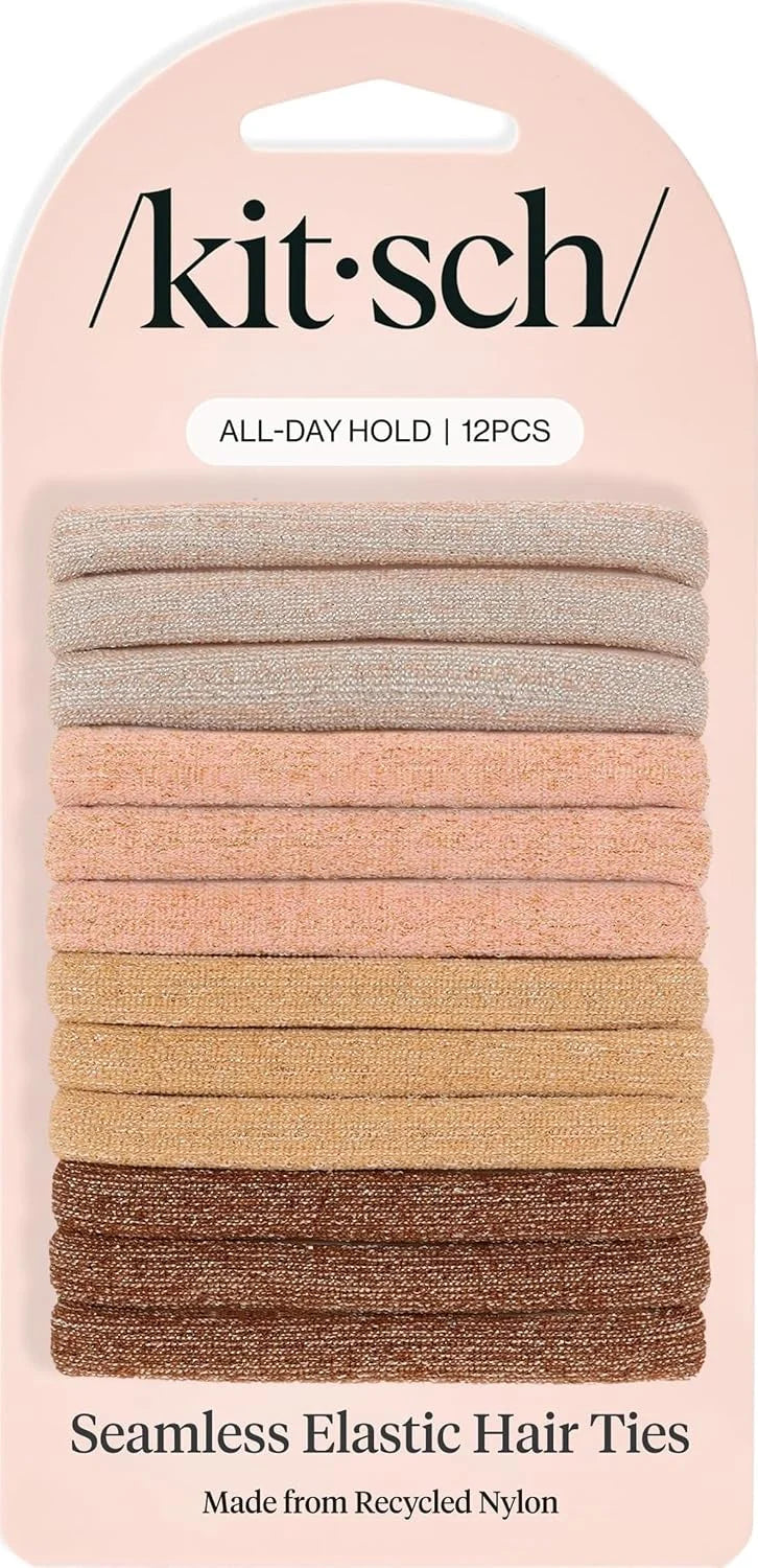Kitsch Ribbed Hair Ties No Damage - Blush, 10pcs