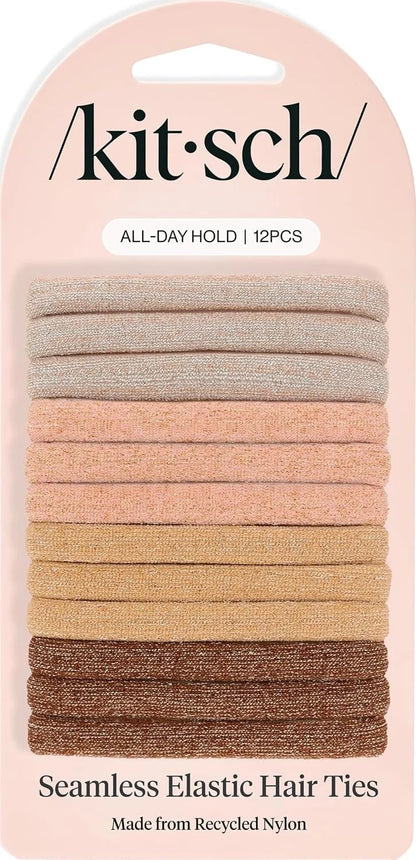 Kitsch Ribbed Hair Ties No Damage - Blush, 10pcs