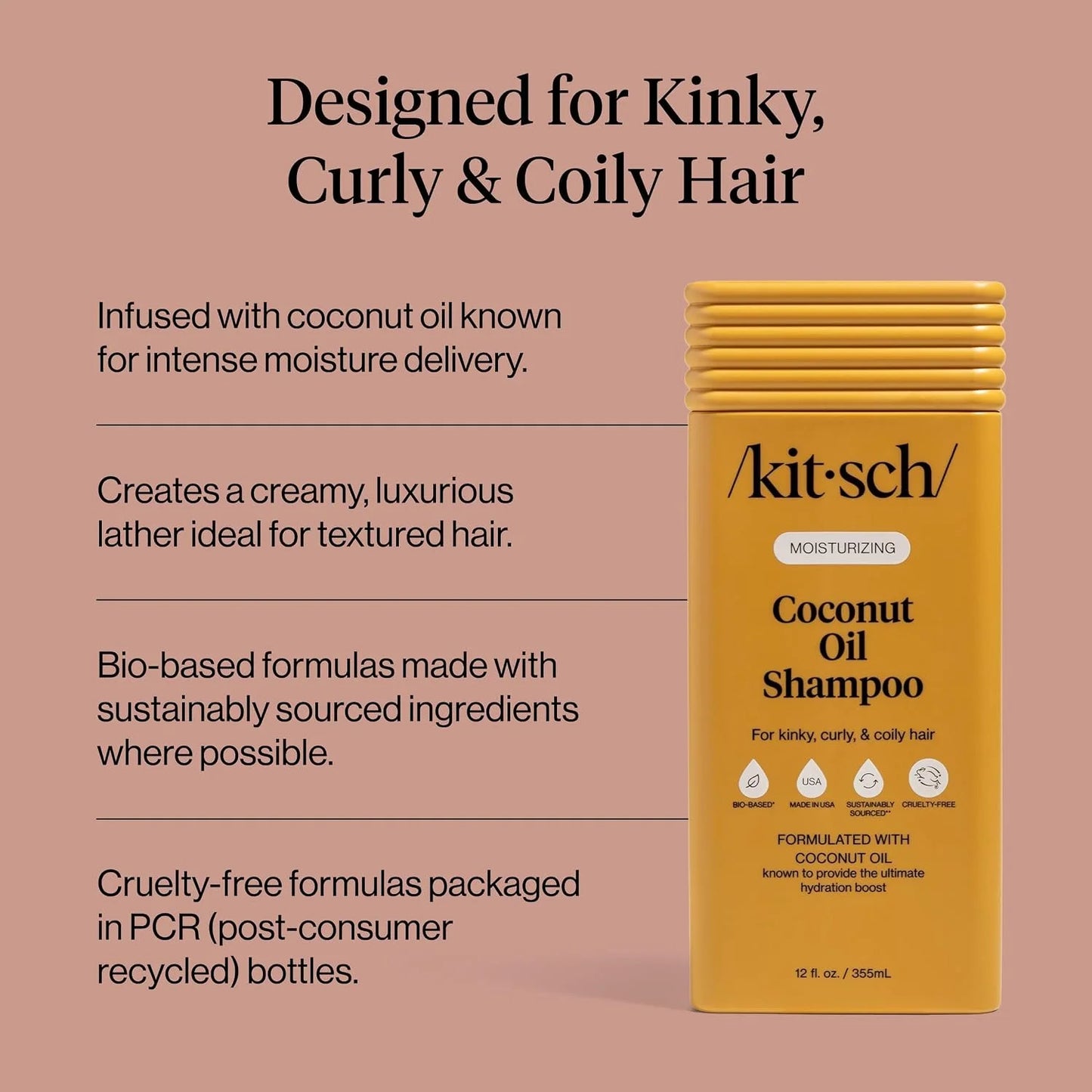 Kitsch Argan Oil Shampoo for Hair Growth – Hydrating Hair Care – 12.3 oz