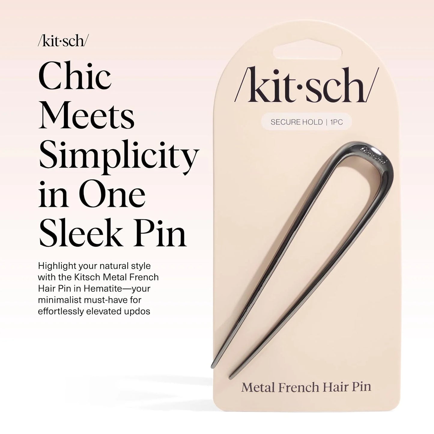 Kitsch Mini Metal French Hair Pin & Hair Clips for Women - Silver, Set of 3