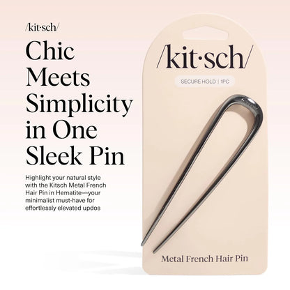 Kitsch Mini Metal French Hair Pin & Hair Clips for Women - Silver, Set of 3