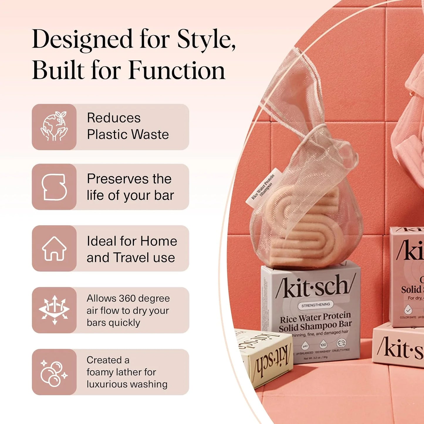 Kitsch Soap Saver Bag – Patented Mesh Bag Soap Holder with Tag Identifier