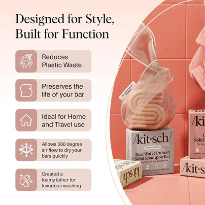 Kitsch Soap Saver Bag – Patented Mesh Bag Soap Holder with Tag Identifier
