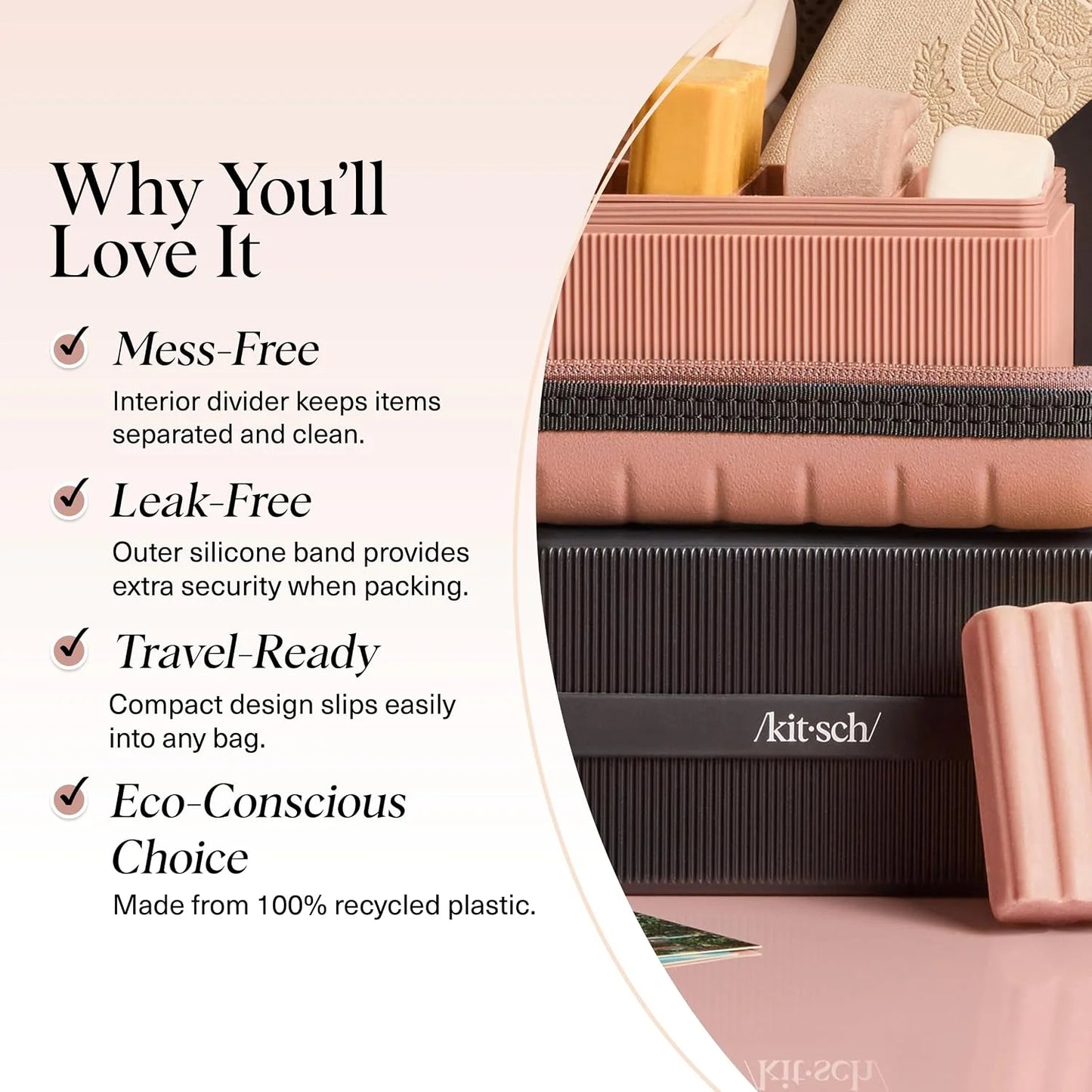Kitsch 4-Compartment Travel Soap Case – TSA-Approved Bar Soap Holder