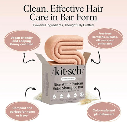Kitsch Rice Water Shampoo Bar Soap for Hair Growth – Made in USA, 3.5 oz