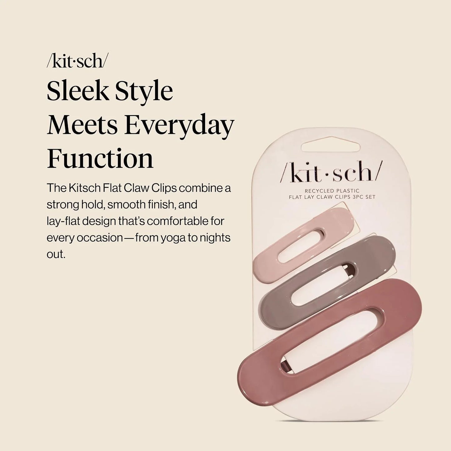 Kitsch Flat Hair Clips for Women - Black & Tortoise, 2pc