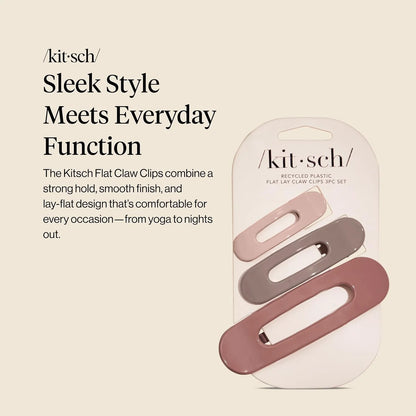 Kitsch Flat Hair Clips for Women - Black & Tortoise, 2pc