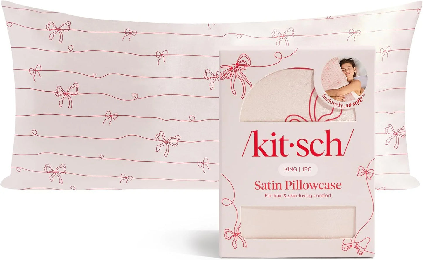 Kitsch Satin Pillowcase with Zipper - Standard Size, Haze Blue