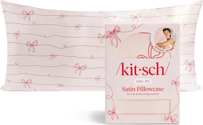 Kitsch Satin Pillowcase with Zipper - Standard Size, Haze Blue