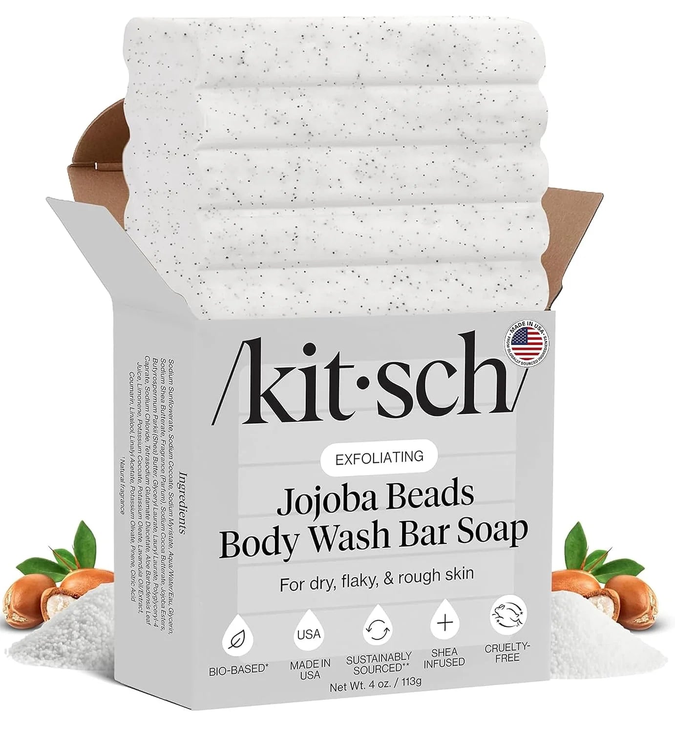 Kitsch Charcoal Soap Body Wash Bar for Cleansing – Made in USA, 4 oz